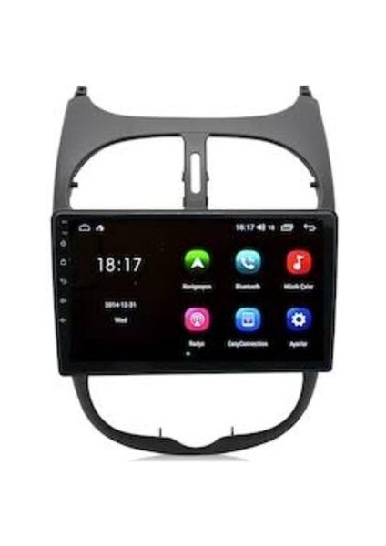Pejo 206 2000-06 Multimedya 4gb Ram 64 GB Hafıza CarPlay/androidauto kamera hediyeli