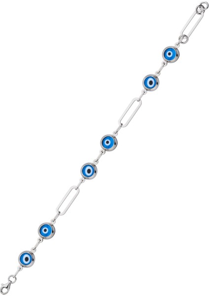 925 Ayar Gümüş Nazar Boncuk Taşlı Ataş Bileklik