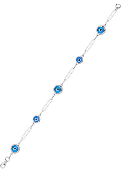 925 Ayar Gümüş Nazar Boncuk Taşlı Ataş Bileklik