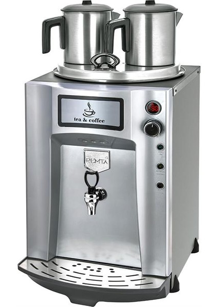 Premium Otomatik Su Alma 23 Litre Iki Demlikli Çay Kazanı Makinesi - Gri