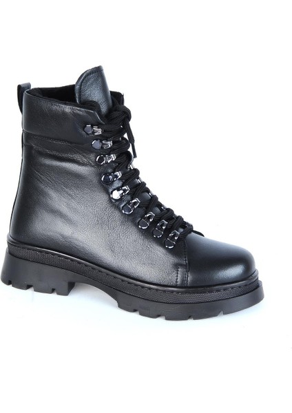 240804-Z Siyah Kürklü Deri Kadın Düz Bot fiyatları