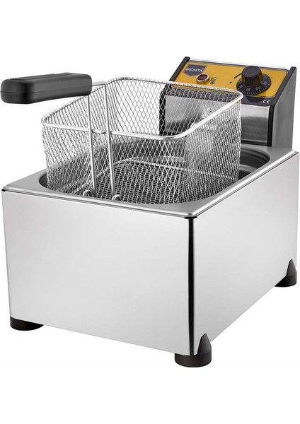 Elektrikli Fritöz 5 Lt Profesyonel Kullanım İçin Yüksek Hassasiyetli Termostat Gri