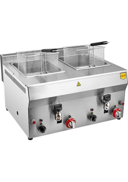8+8 lt Çiftli Doğalgazlı Musluklu Fritöz (CE Belgeli)