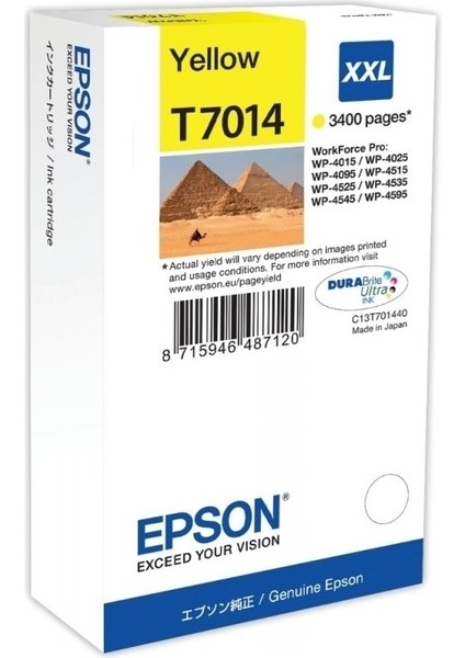 HPZR Epson T7014XXL C13T70144010 Orjinal Sarı Kartuş