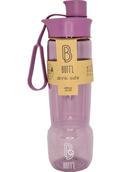 B Bott'l Tritan Kırılmaz Matara Kırılmaz Suluk 650ML Mor Drop