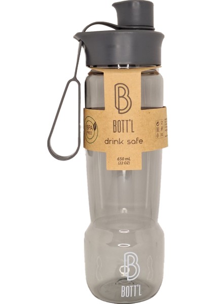 Tritan Kırılmaz Matara Kırılmaz Suluk 650ML Gri Drop