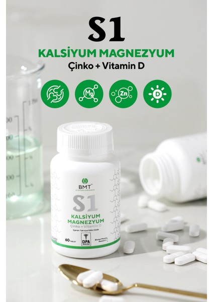 S1 Kalsiyum - Magnezyum - Çinko - Vitamin D - 60 Tablet