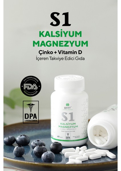 S1 Kalsiyum - Magnezyum - Çinko - Vitamin D - 60 Tablet