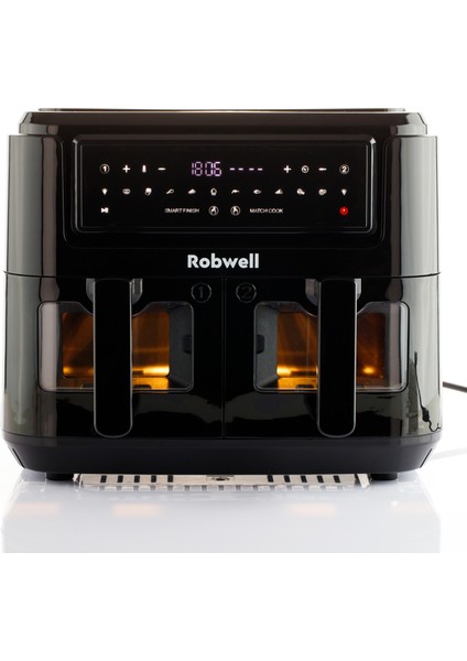 Robwell SE12 2in1 Çift Cam Kapaklı 4.5+4.5 Dijital 9 Litre 2400wat 12 ön Program Air Fryer