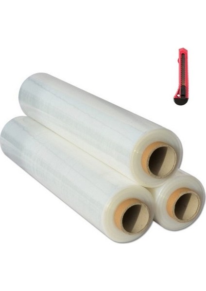 3 Adet Strech Film 50 cm x 250 mt 17 Mikron Streç ve Falçata