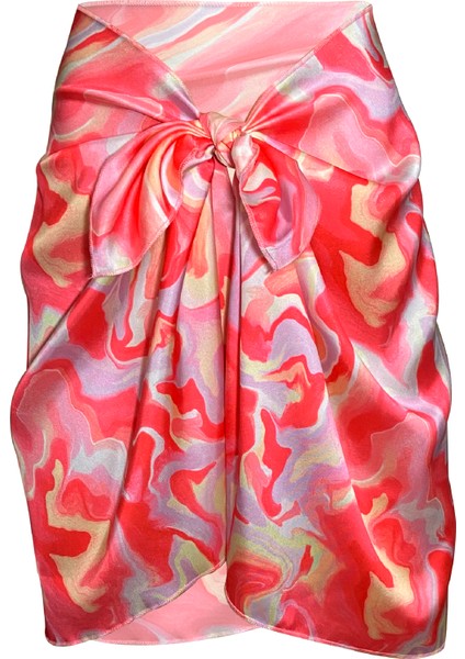Sakura Pink Batik Saten Iç Göstermez Pareo (147*55)