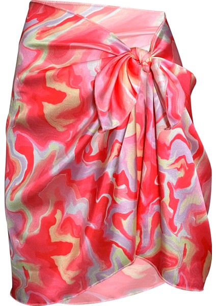 Sakura Pink Batik Saten Iç Göstermez Pareo (147*55)