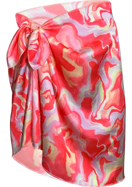 Sakura Pink Batik Saten Iç Göstermez Pareo (147*55)