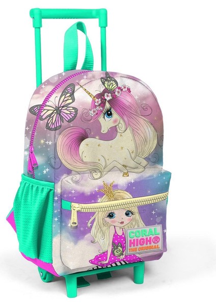 Minik Yuva Çekçekli Sırt Çantası Pembe Su Yeşili Unicornlu Kız Iki Bölmeli 24033