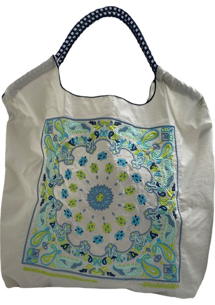 Kaju Çiçeği Işlemeli Alışveriş Çantası Naylon Eko Çanta Moda Omuz Çantası (Yurt Dışından)