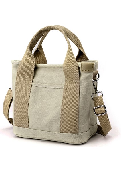 Small Simple Shoulder Bag Handbag Thick Canvas Mobile Phone Bucket Tote Bag (Yurt Dışından)
