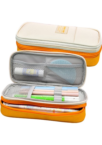 Kalem Kutusu Macaron Renk Eşleştirme Basit Düz Renk Kalem Kutusu Büyük Kapasiteli Tuval Kırtasiye Kutusu (Yurt Dışından) fiyatları