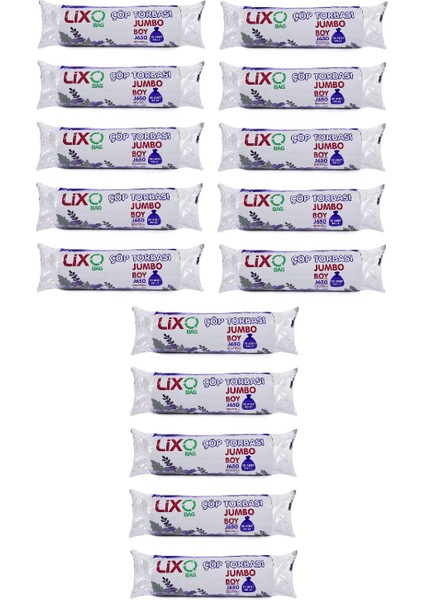 J650 Jumbo Boy Çöp Torbası 80X110 cm 10'lu Rulo x 15 Paket = 150 Adet Siyah