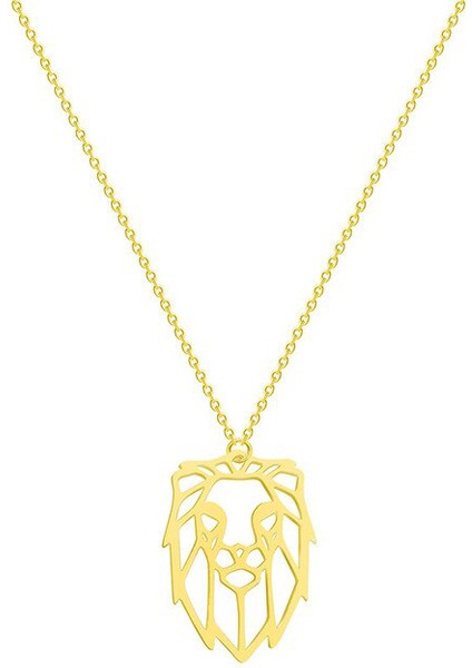 Aslan Origami Altın Kaplama Gümüş Kolye