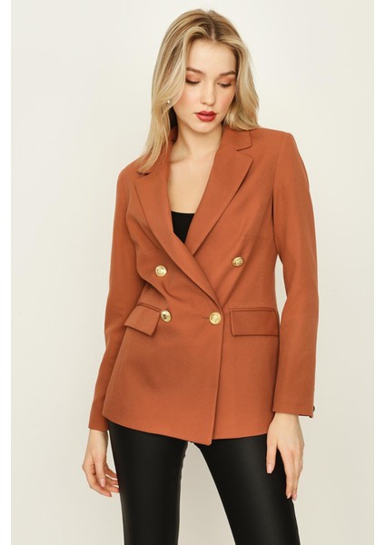 Kadın Gold Düğmeli Blazer Ceket