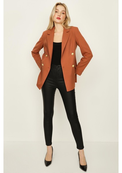 Kadın Gold Düğmeli Blazer Ceket