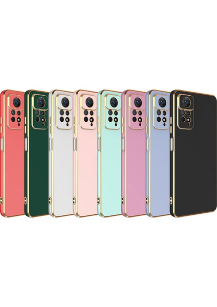 Case 4U Xiaomi Redmi Note 12 Pro 4g Uyumlu Kılıf Kamera Korumalı Parlak Gold Kenarlı Yumuşak Silikon Kapak Bark Koyu Yeşil