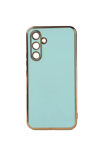 Case 4U Samsung Galaxy M14 Uyumlu Kılıf Kamera Korumalı Parlak Gold Kenarlı Yumuşak Silikon Kapak Bark Koyu Yeşil