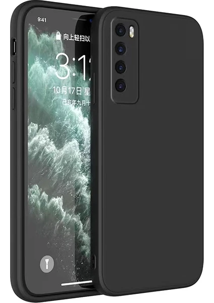 Case 4U Huawei P40 Lite 5g Kılıf Kamera Korumalı Premier Silikon Lüks Ince Mat Renkli Yumuşak Silikon Kapak Siyah