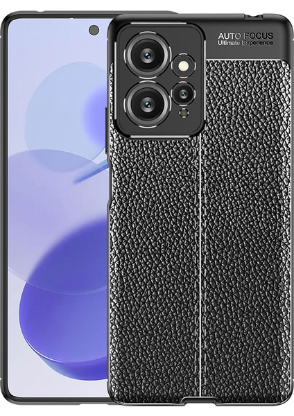 Xiaomi Redmi Note 12 4g Kılıf Rugan Armor Deri Görünümlü Yüksek Kalite Silikon Niss Siyah
