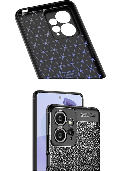 Xiaomi Redmi Note 12 4g Kılıf Rugan Armor Deri Görünümlü Yüksek Kalite Silikon Niss Siyah