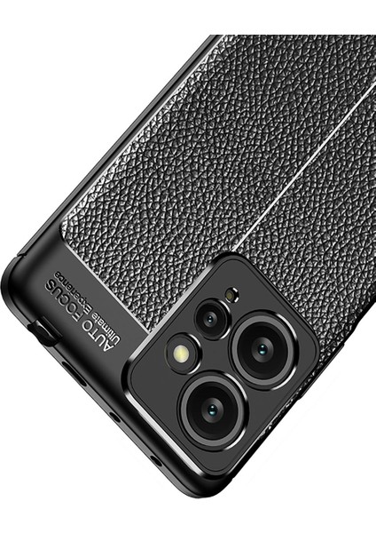 Xiaomi Redmi Note 12 4g Kılıf Rugan Armor Deri Görünümlü Yüksek Kalite Silikon Niss Siyah
