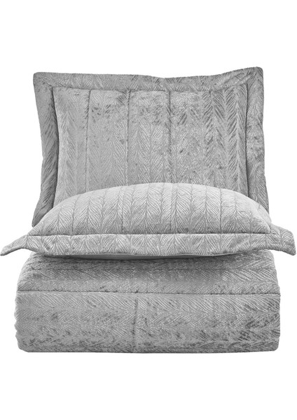 Velvet Kadife Comfort Set Modern Uyku Seti Tek Kişilik Gümüş 2 Parça