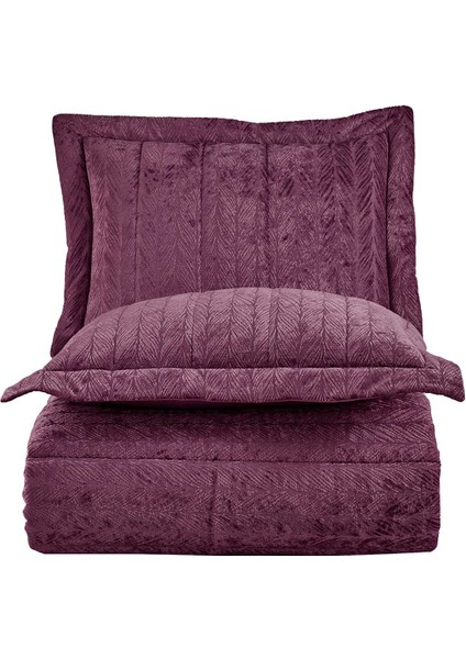 Velvet Kadife Comfort Set Modern Uyku Seti Tek Kişilik Mürdüm 2 Parça