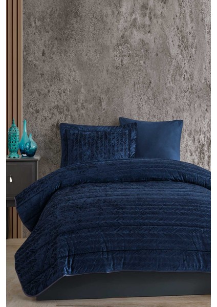 Velvet Kadife Comfort Set Modern Uyku Seti Tek Kişilik Lacivert 2 Parça