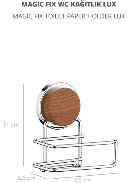 Ahşap Desenli Magic Fix Sihirli Yapışkan Krom Lux Wc Kağıtlık Mgk - 708W fiyatları