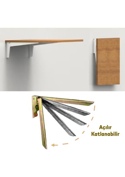 Katlanır Raf Altı Ayağı Metal Ayakları 28 X 10 Cm (2 Adet)