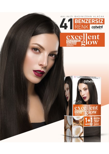 Excellent Glow 1+1 Hediyeli Saç Boyası Seti No.5 Açık Kestane