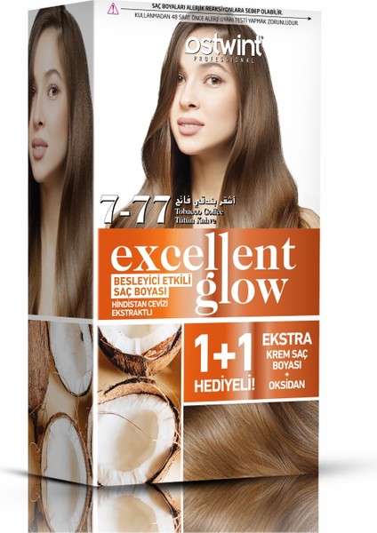 Excellent Glow 1+1 Hediyeli Saç Boyası Seti No.7.77 Tütün Kahve