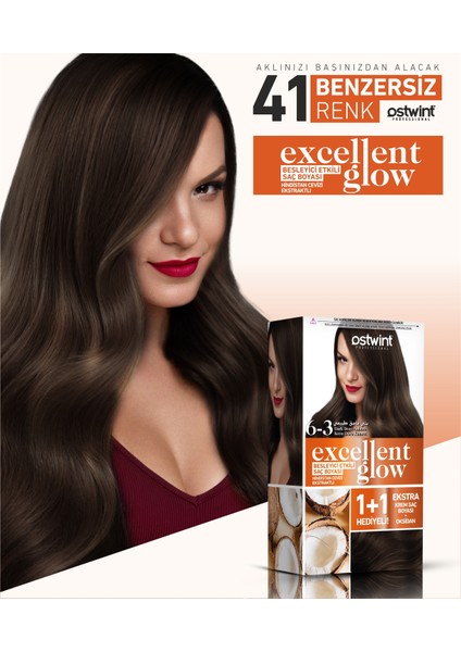 Excellent Glow 1+1 Li Saç Boyası Seti No.6.3 Koyu Kumral Dore