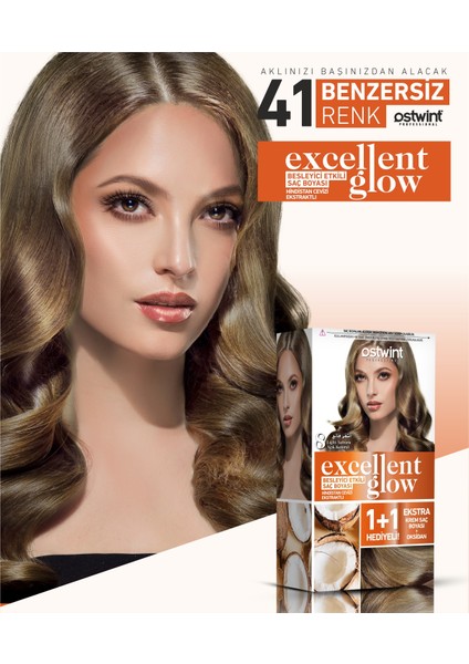 Excellent Glow 1+1 Li Saç Boyası Seti No.8 Açık Kumral