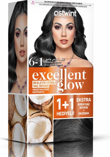 Excellent Glow 1+1 Li Saç Boyası Seti No.6.1 Koyu Küllü Kumral
