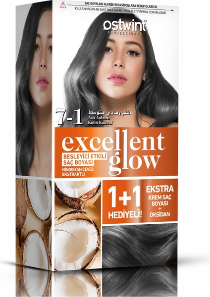 Excellent Glow 1+1 Li Saç Boyası Seti No.7.1 Küllü Kumral