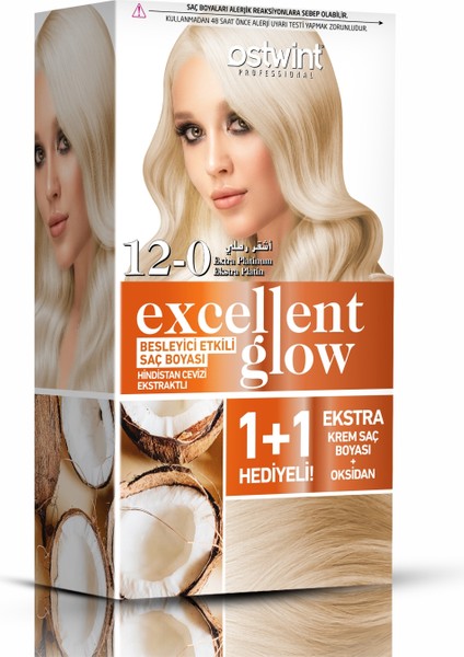 Excellent Glow 1+1 Li Saç Boyası Seti No.12 Extra Platin