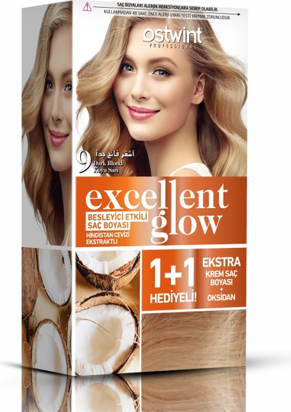 Excellent Glow 1+1 Li Saç Boyası Seti No.9 Koyu Sarı