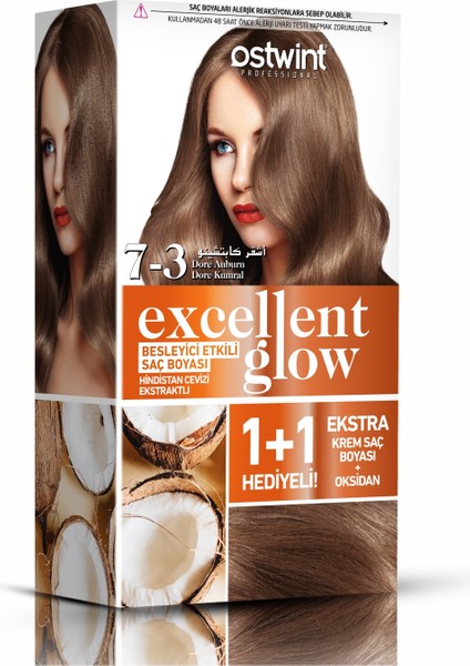 Excellent Glow 1+1 Hediyeli Saç Boyası Seti No.7.3 Dore Kumral
