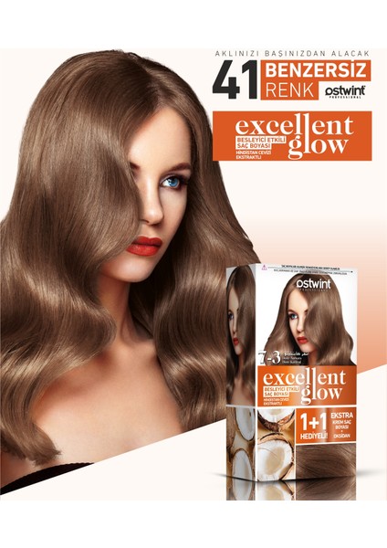 Excellent Glow 1+1 Hediyeli Saç Boyası Seti No.7.3 Dore Kumral fiyatları