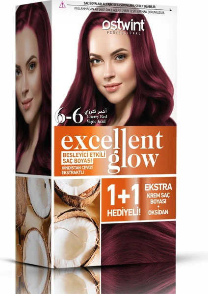 Excellent Glow 1+1 Li Saç Boyası Seti No.6.6 Vişne Kızılı