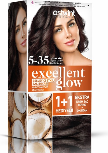 Excellent Glow 1+1 Li Saç Boyası Seti No.5.35 Büyülü Kahve