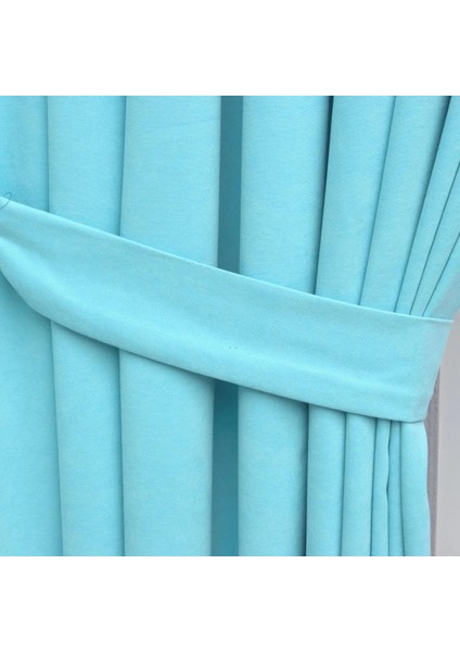 Petek Dokulu Kadife Dökümlü Yüksek Kaliteli Fon Perde 1/3 Sık Pile Tek Kanat - Açık Mavi modelleri