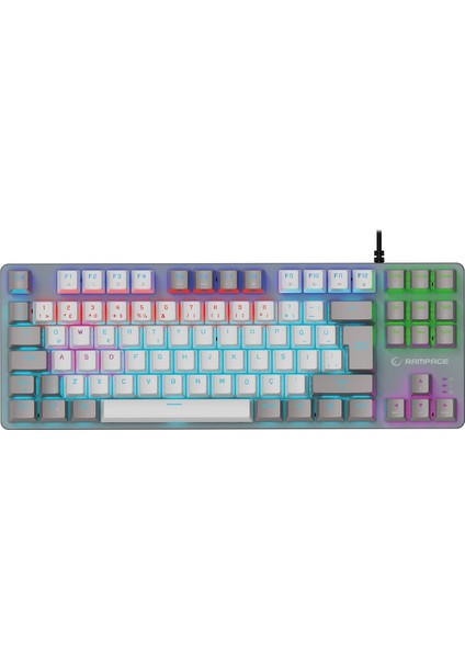 Snug K14 Beyaz/gri Rainbow Tkl Mekanik Klavye Gaming Oyuncu Klavye 87 Tuşlu Süper Kompakt